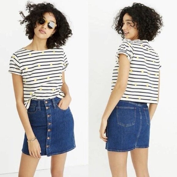 Madewell Button Front Straight Denim Mini Skirt Size 26 L9974 - Picture 1 of 5